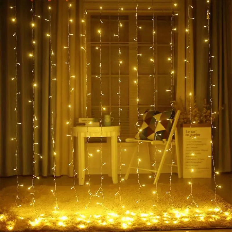 Cortina de luces LED en ventana