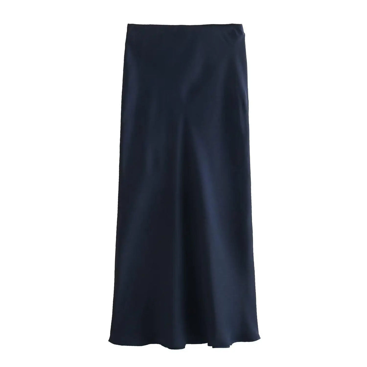 Falda midi satinada azul marino AmeliaGlow