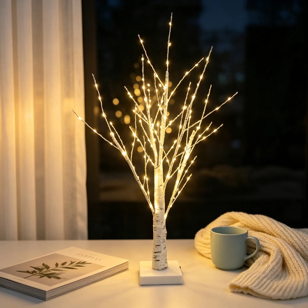 Árbol de abedul LED luz cálida