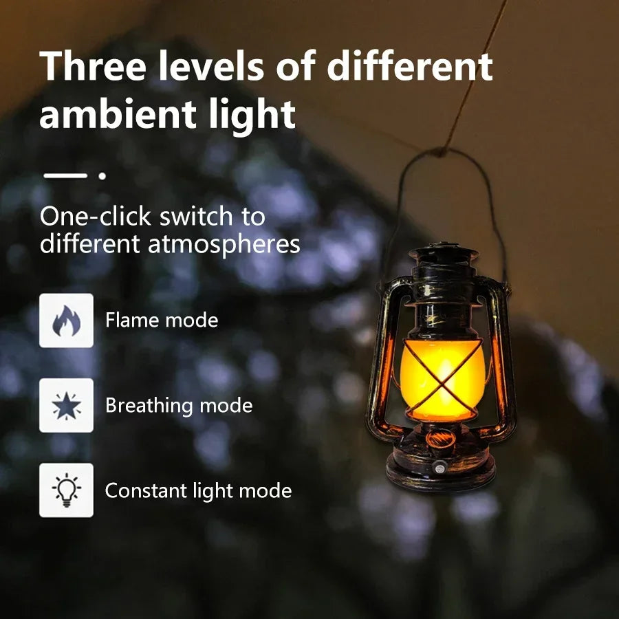 Farol vintage con efecto llama