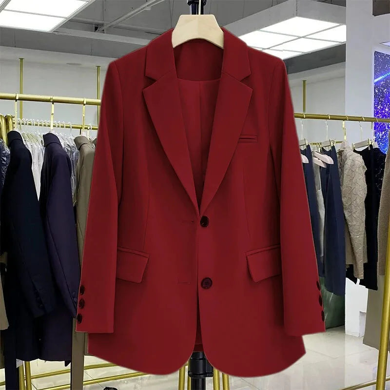 Blazer oversize con solapa vino tinto AmeliaGlow