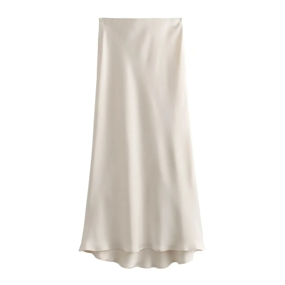Falda midi satinada beige AmeliaGlow