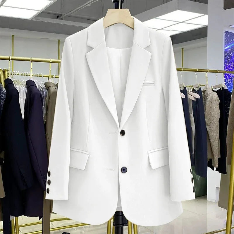 Blazer oversize con solapa blanco AmeliaGlow