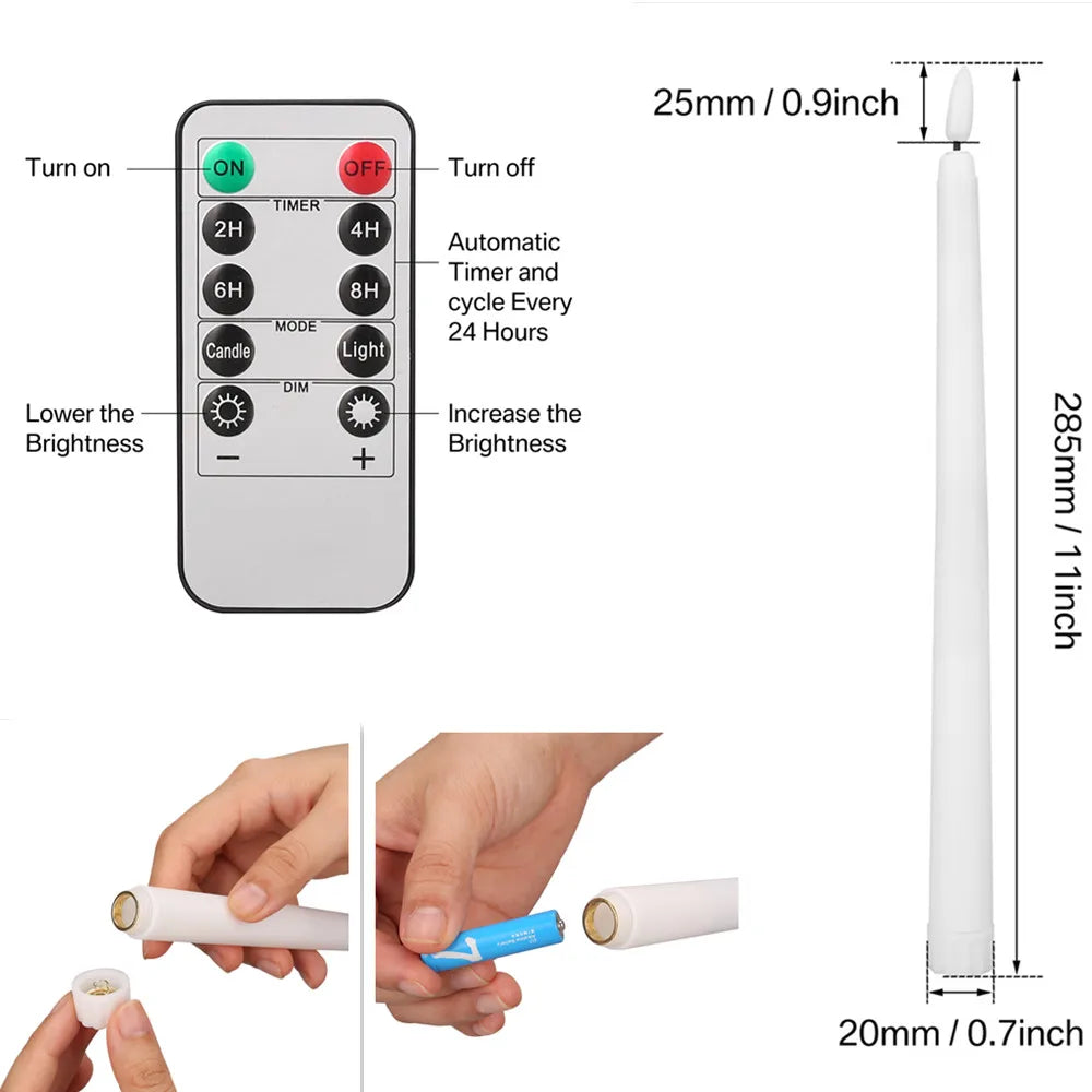 Velas LED cónicas con mando