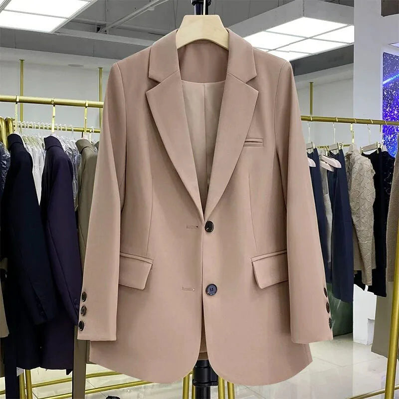 Blazer oversize con solapa beige AmeliaGlow
