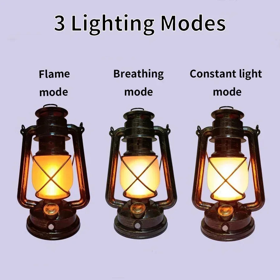 Farol vintage con efecto llama