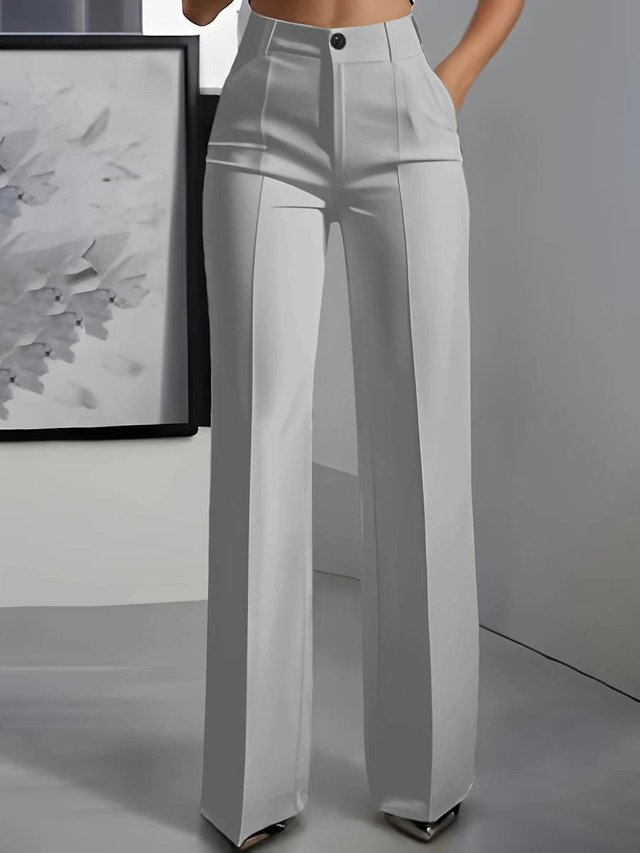 Pantalón de vestir de pierna ancha con pinzas gris AmeliaGlow