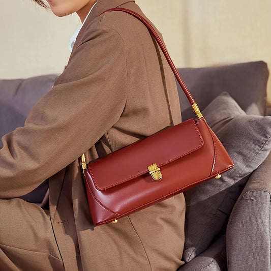 Bolso baguette francés burdeos al hombro