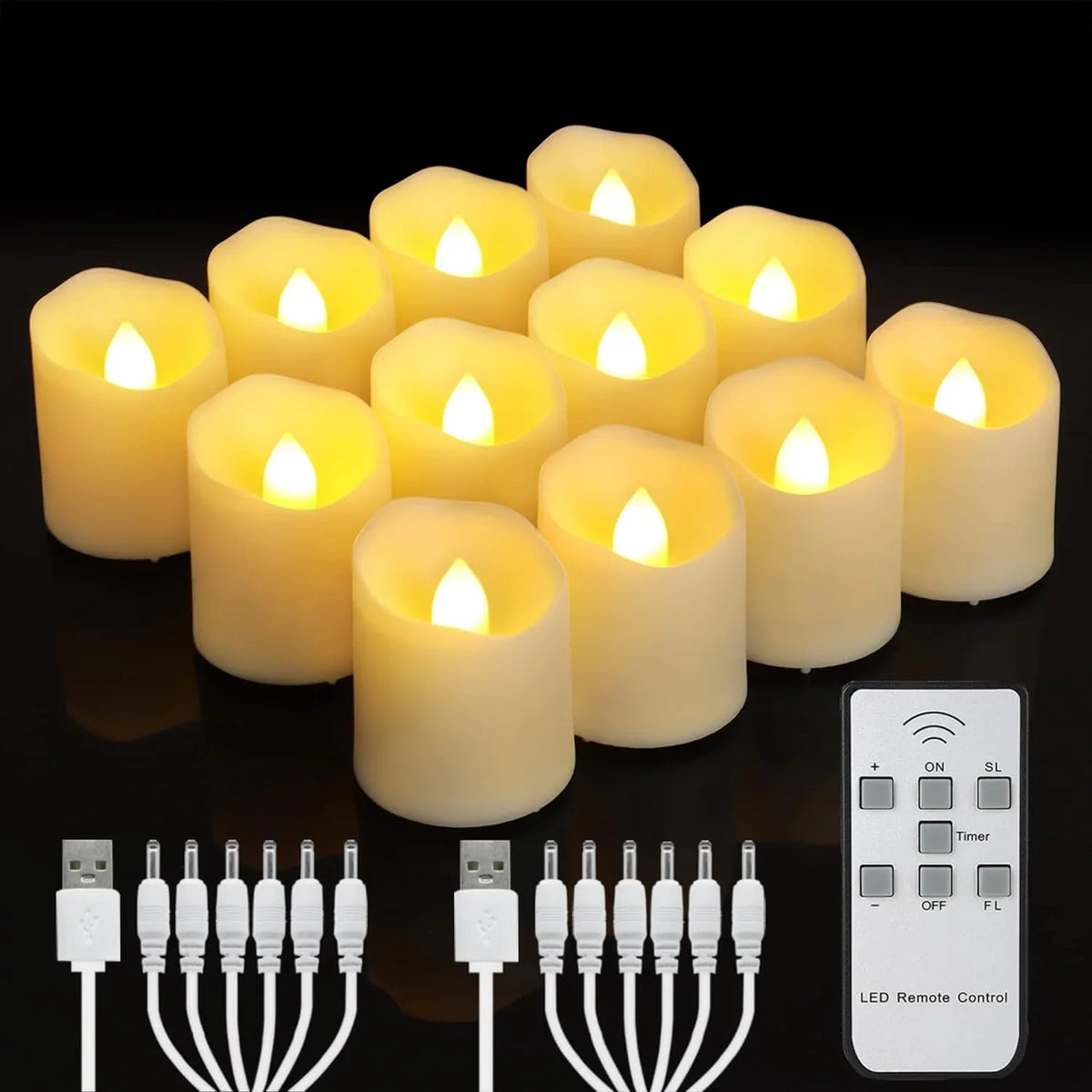 Velas LED recargables con temporizador