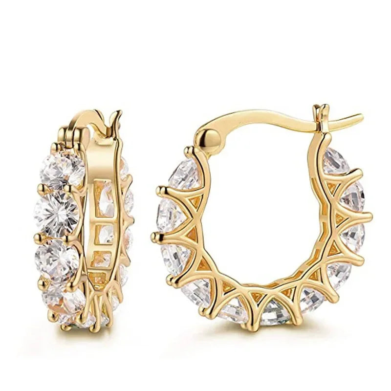 Pendientes de aro con circonitas dorados AmeliaGlow