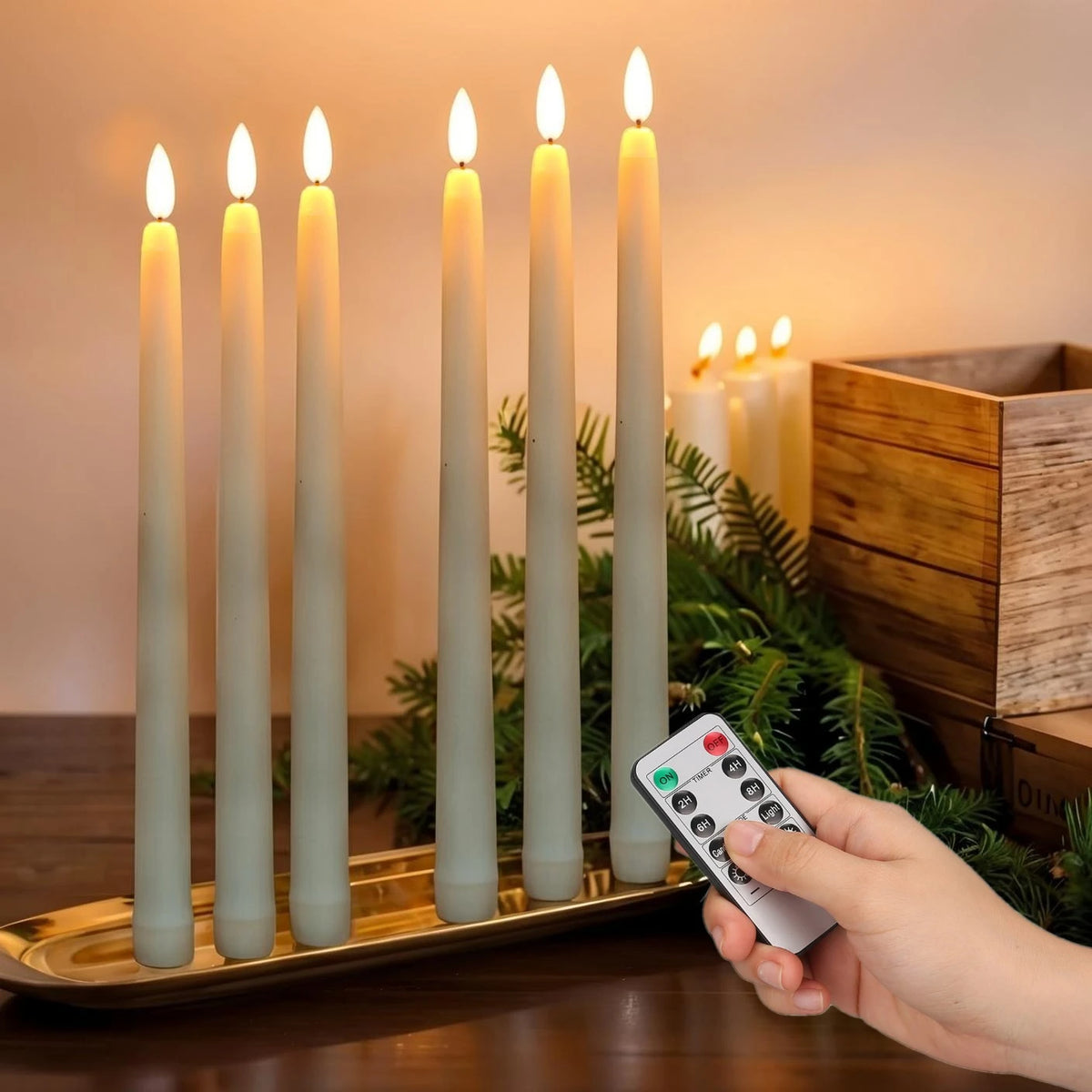 Velas LED cónicas con mando