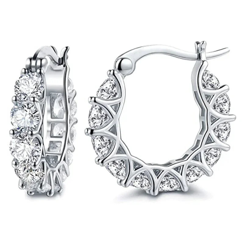 Pendientes de aro con circonitas plateados AmeliaGlow