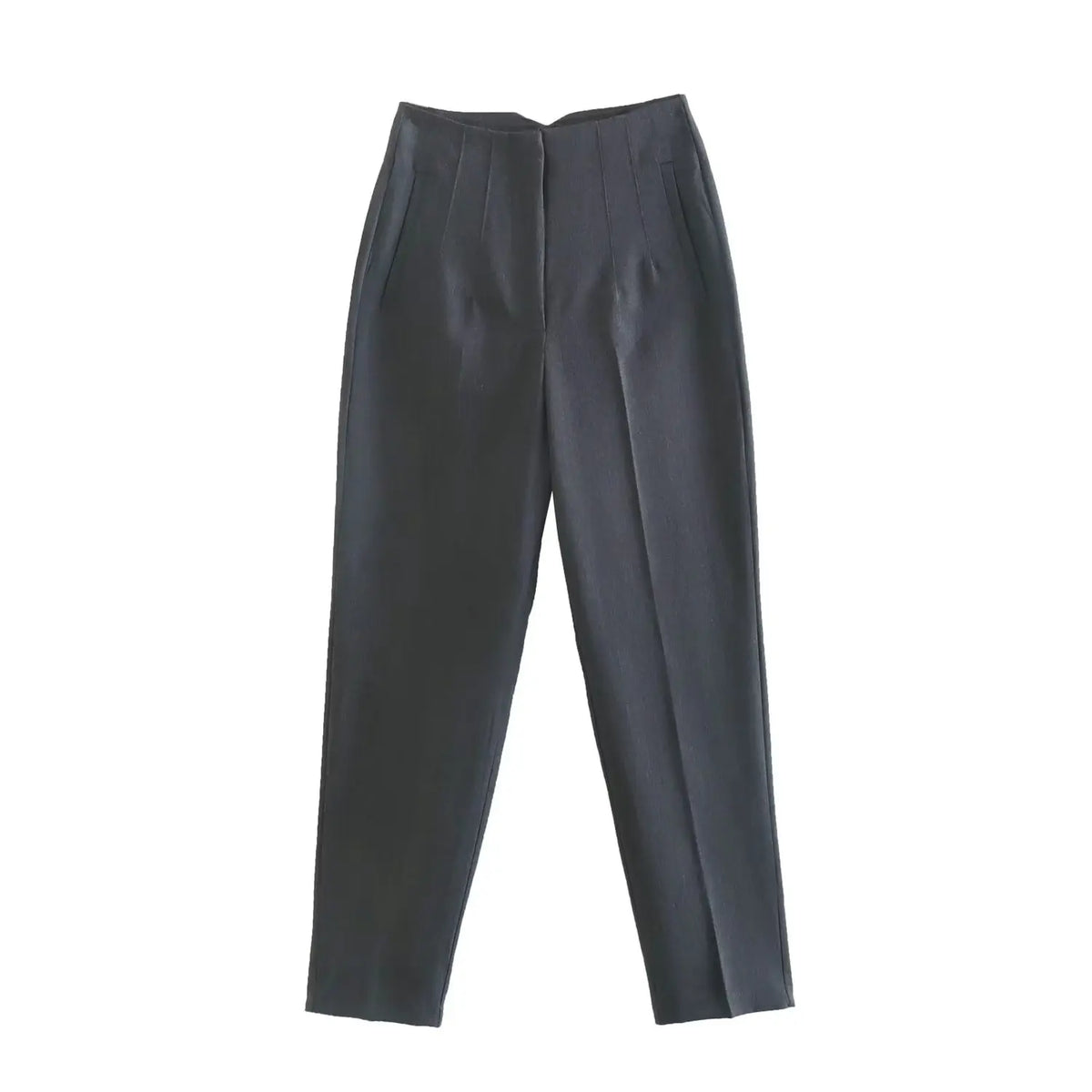 Pantalón recto de cintura alta gris AmeliaGlow