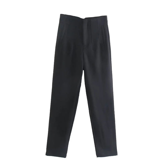 Pantalón recto de cintura alta negro AmeliaGlow